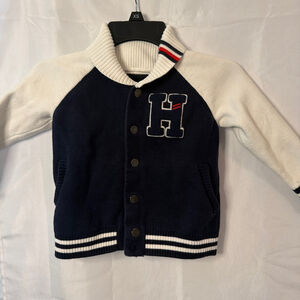 Tommy Hilfiger Varsity Preppy Letterman Knit Sweater Jacket Baby Size XXS 2-3